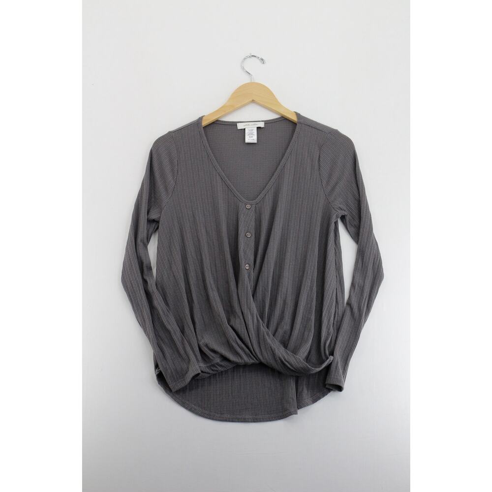 NWT White Willow v neck button long sleeve shirt womens XS‎ casual minimalist